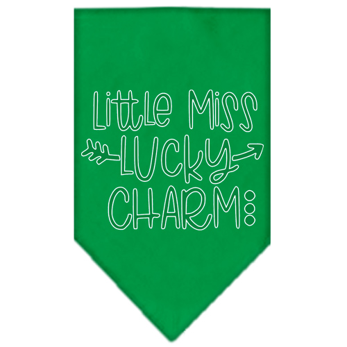 Little Miss Lucky Charm Screen Print Bandana Emerald Green Small
